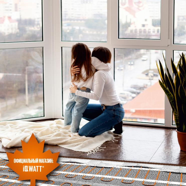 Тонкий самоклеящийся греющий мат IQ FLOOR MAT PRO 200 Вт/м.кв - 0,5 м²